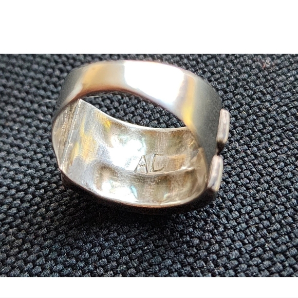 Native American Sterling Silver Inlaid 4 Stone Ring Size 6 Marked AC - Picture 5 of 5